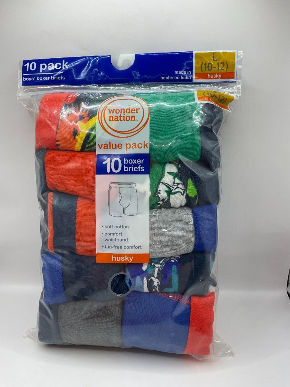Wonder Nation Boys Boxer Briefs 10-Pack Size L 10-12 Husky NWT